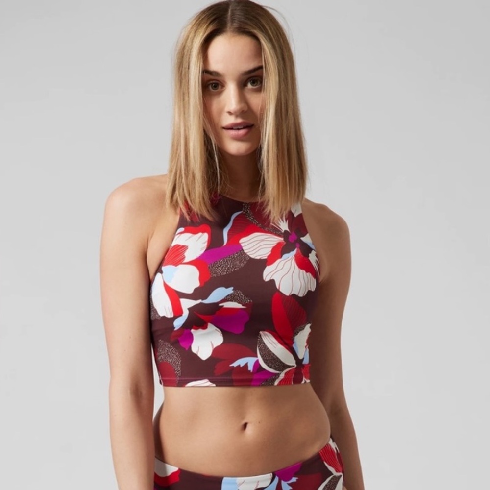 NWT! Athleta Hero Bloom Decadent Chocolate Conscious Crop Top A-C - Size XS ⛱️